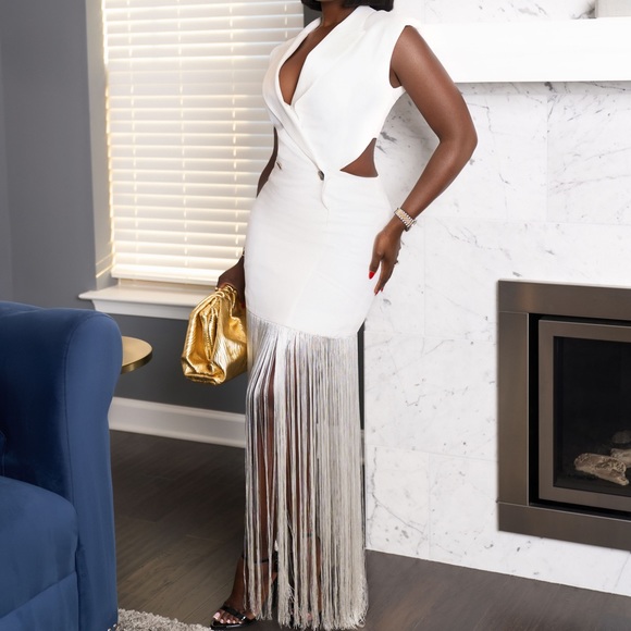 Simona Corsellini White Fringe Dress - Picture 2 of 2